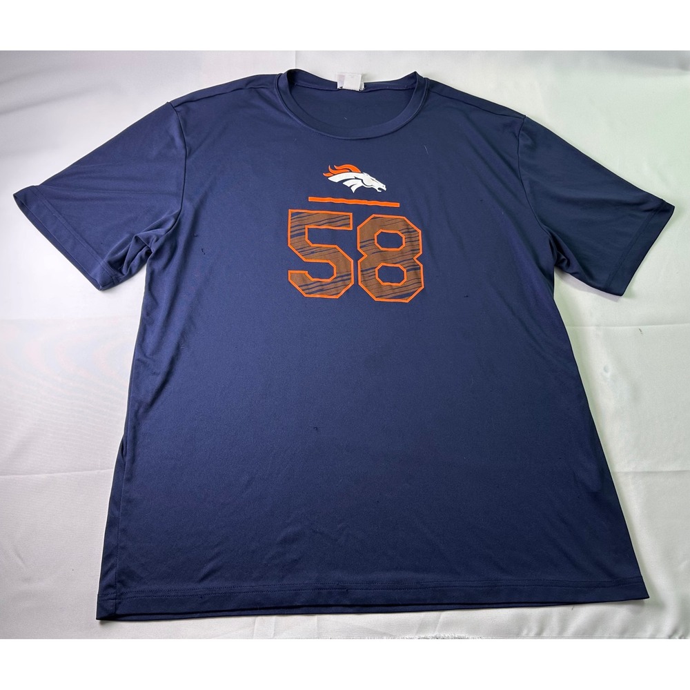 Denver Broncos Von Miller 58 NFL Football Jersey T Shirt Mens XL Navy Orange